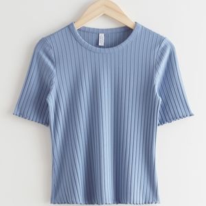 & other stories blue ribbed shirt